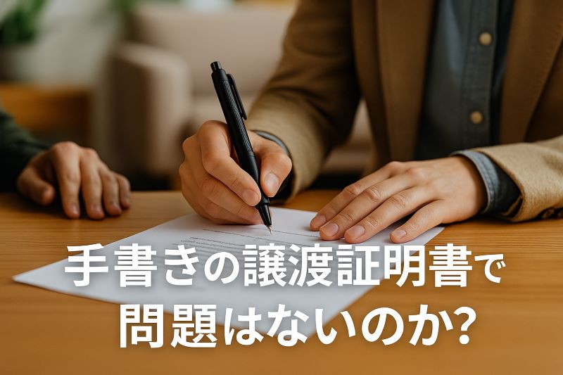 手書きの譲渡証明書でも問題はないのか? 手書きの譲渡証明書でも問題はないのか?