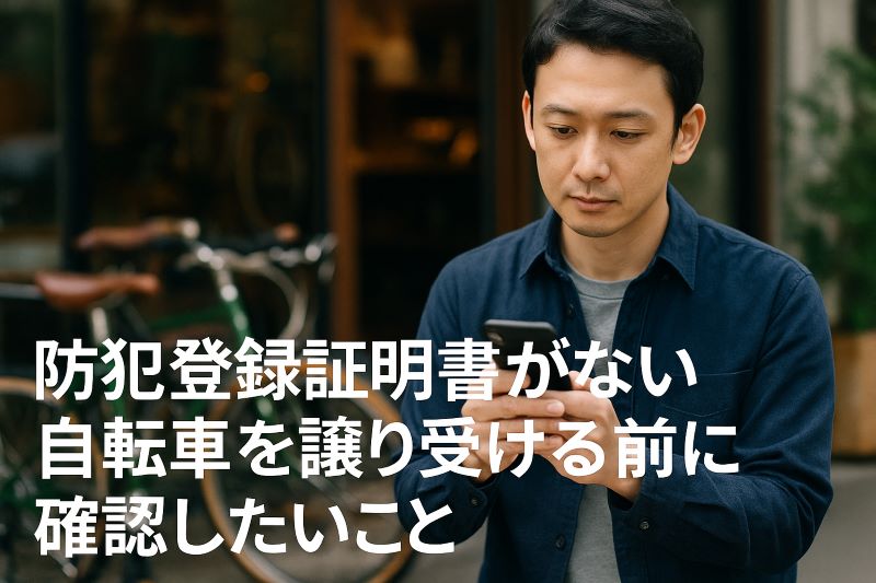 防犯登録証明書がない自転車を譲り受ける前に確認したいこと 防犯登録証明書がない自転車を譲り受ける前に確認したいこと